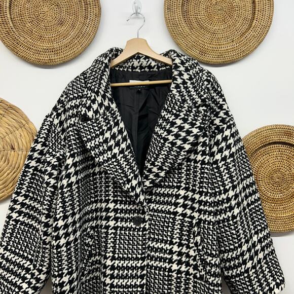 ELOQUII Black White Single Button Woven Houndstooth Coat Plus Size 18/20 Winter - Picture 4 of 7